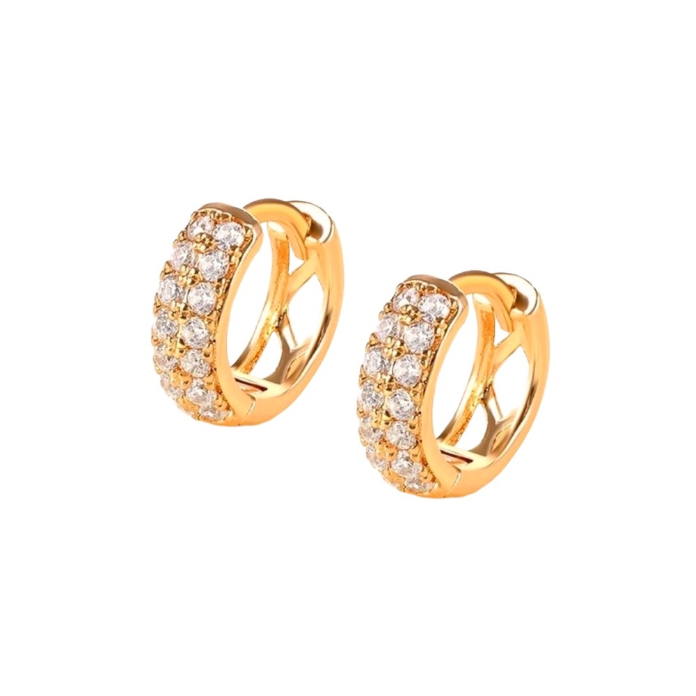 Rose Pave Huggie Hoop Earrings